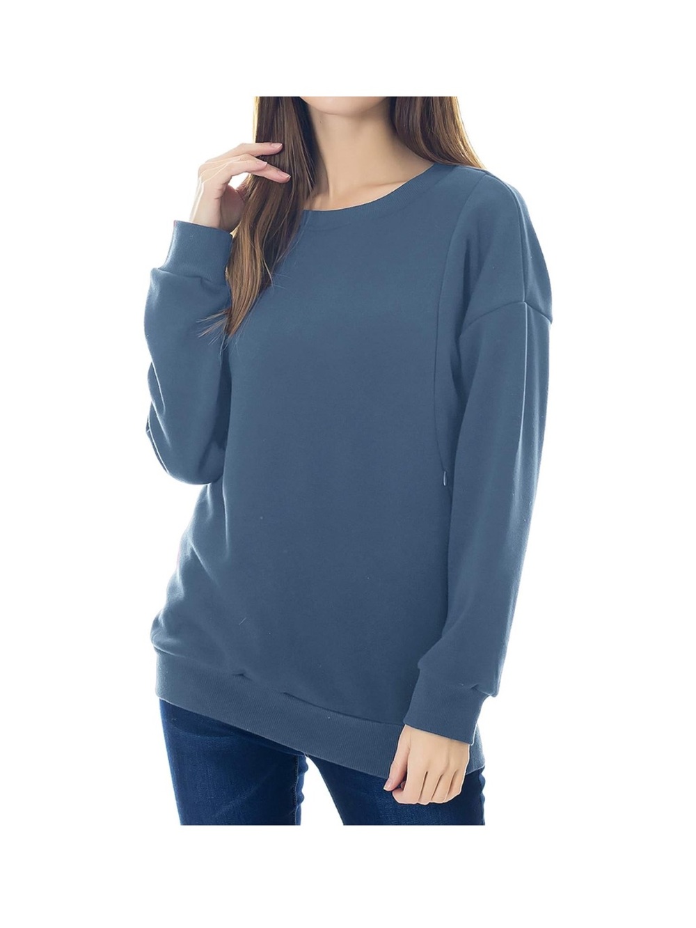 Lot of 2 large Smallshow nursing/breastfeeding sweatshirts in purple and blue - Picture 8 of 8